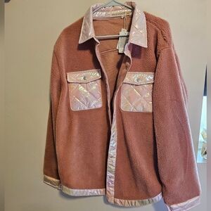 NWT pink button up jacket.